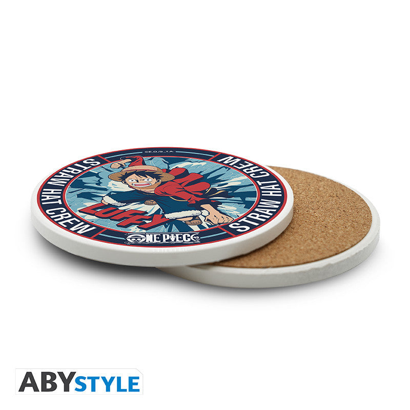 Set keramische onderzetters van bekende personage Luffy One Piece anime